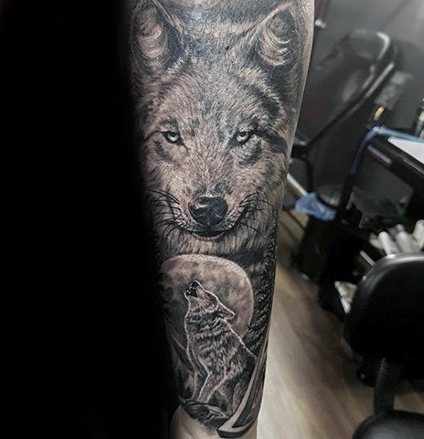 tatuaje lobo antebrazo para hombre 19