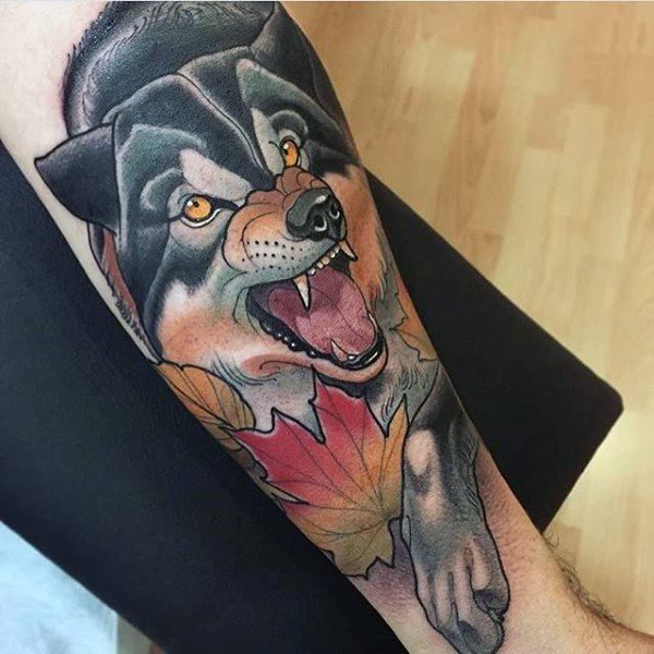 tatuaje lobo antebrazo para hombre 27