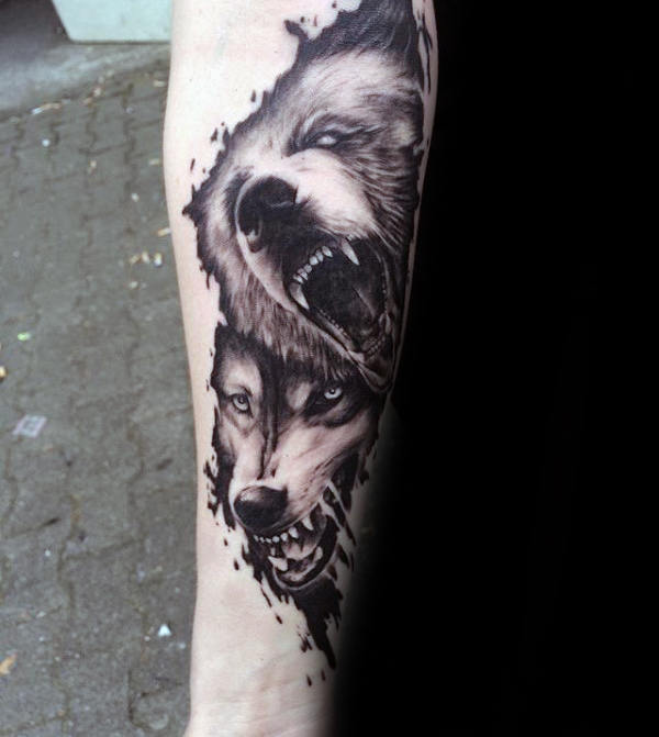 tatuaje lobo antebrazo para hombre 28