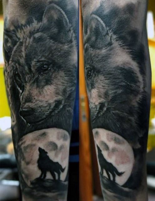 tatuaje lobo antebrazo para hombre 29