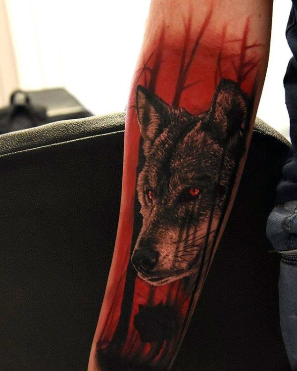 tatuaje lobo antebrazo para hombre 30