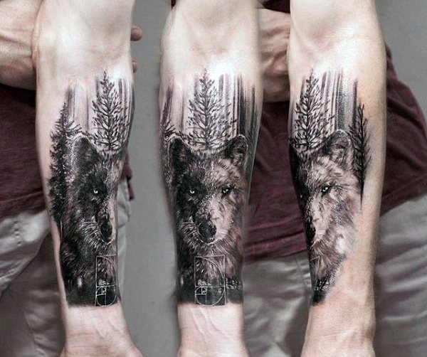 tatuaje lobo antebrazo para hombre 32
