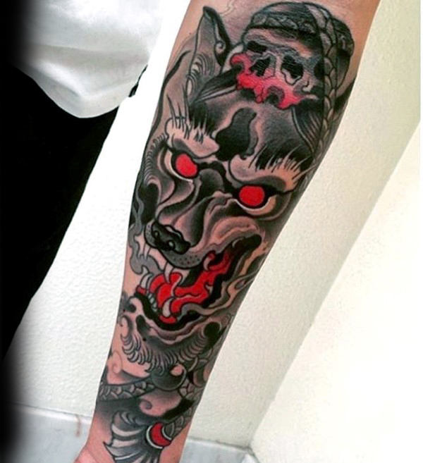 tatuaje lobo antebrazo para hombre 34
