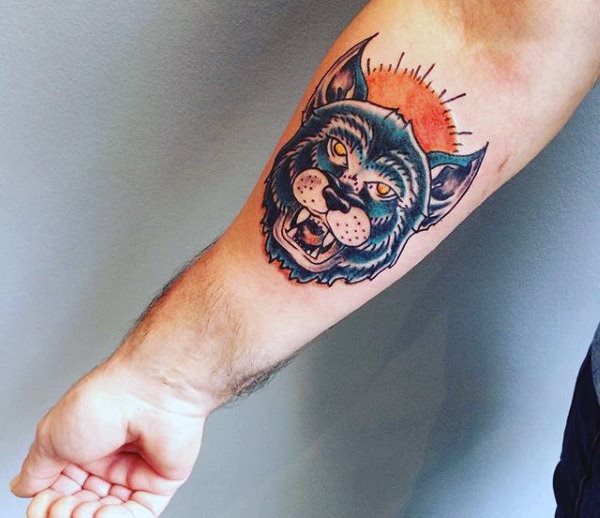 tatuaje lobo antebrazo para hombre 38