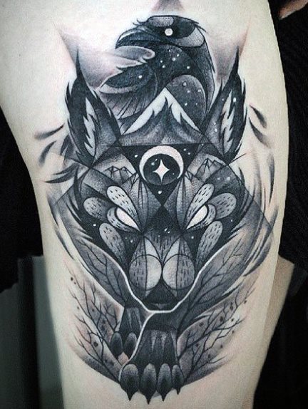 tatuaje lobo para hombre 23