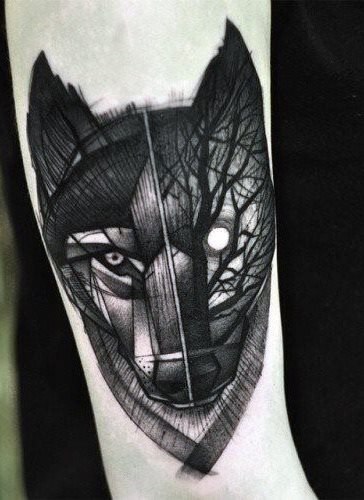 tatuaje lobo para hombre 33
