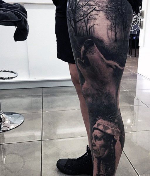 tatuaje lobo para hombre 40
