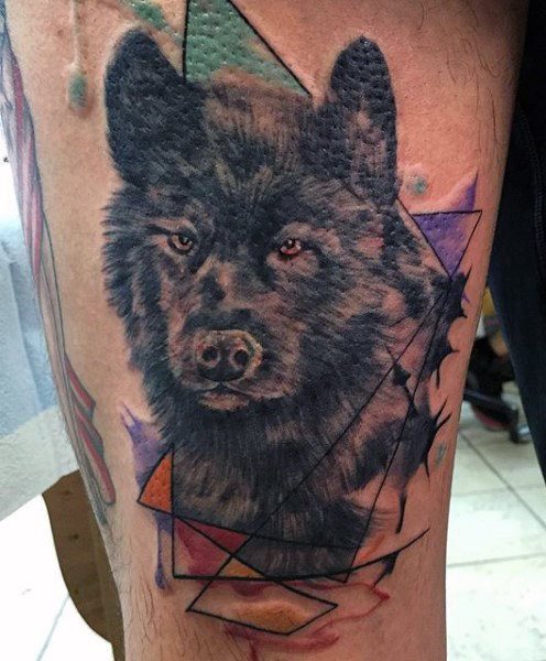 tatuaje lobo para hombre 48