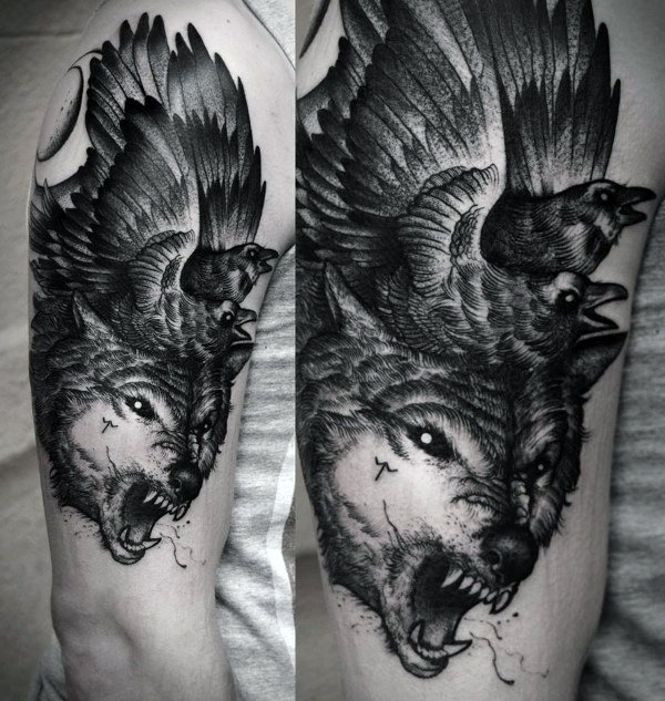 tatuaje lobo para hombre 52