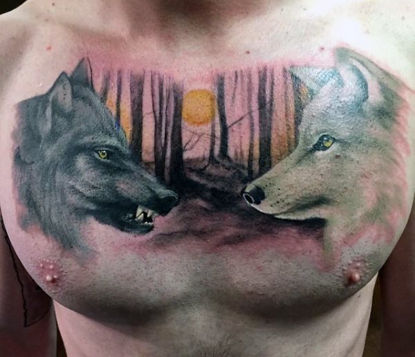 tatuaje lobo para hombre 54