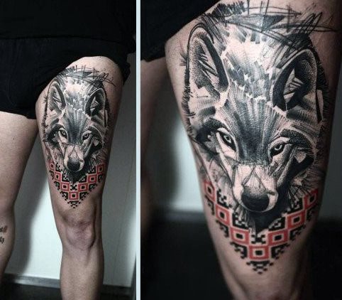 tatuaje lobo para hombre 60