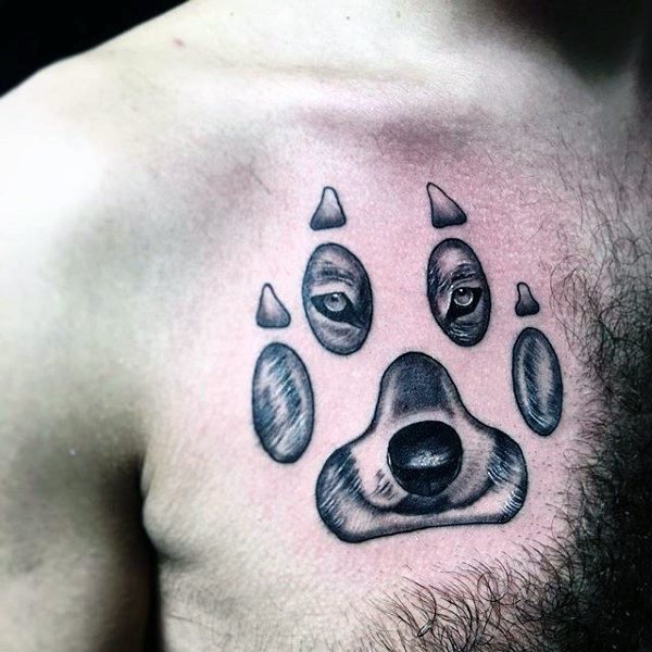 tatuaje lobo pecho para hombre 53