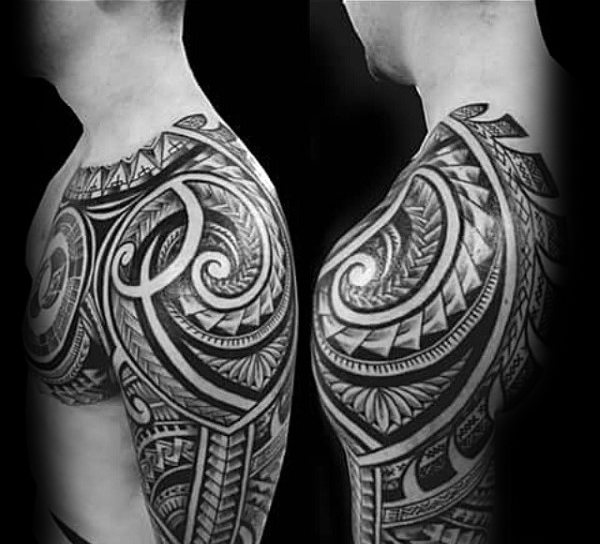tatuaje tribal hombro para hombre 50