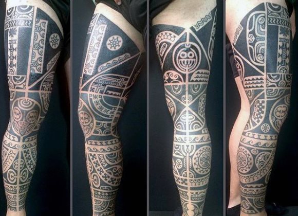 tatuaje tribal muslo para hombre 18