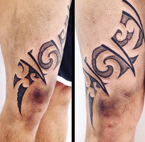 tatuaje tribal muslo para hombre 22