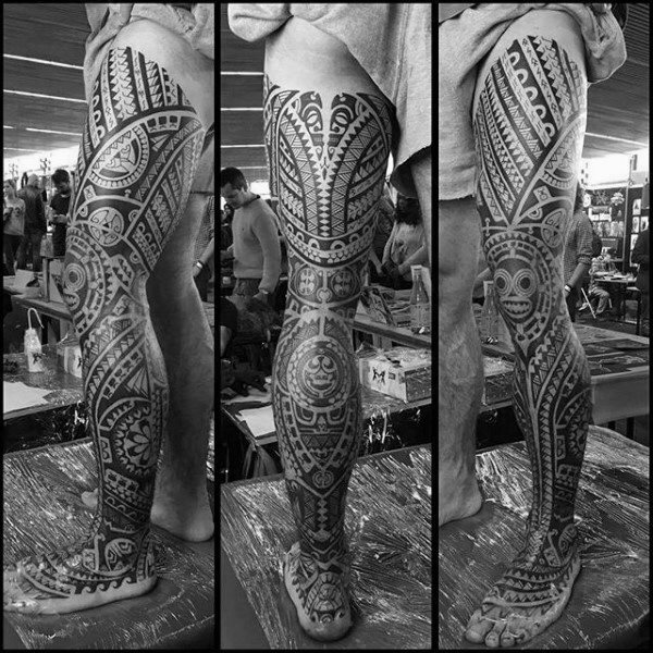 tatuaje tribal muslo para hombre 25