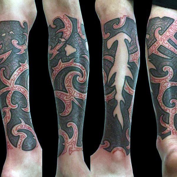 tatuaje tribal pierna para hombre 05