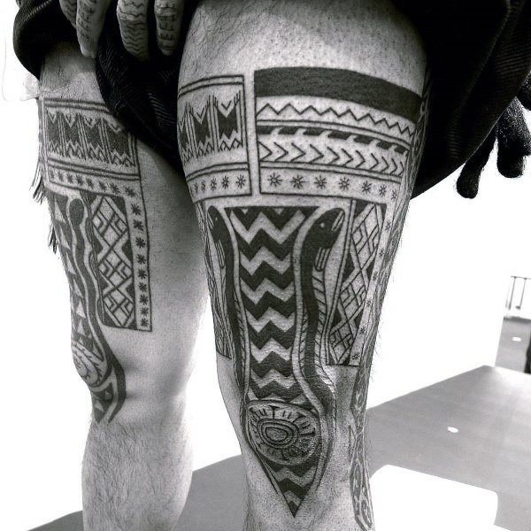 tatuaje tribal pierna para hombre 11