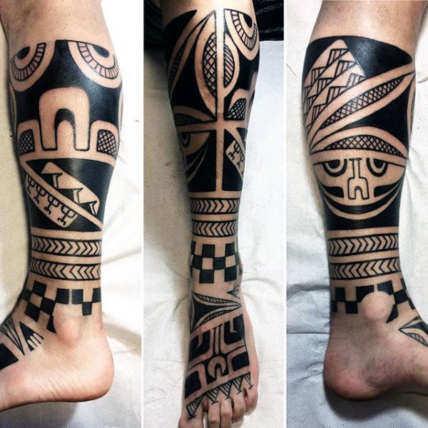 tatuaje tribal pierna para hombre 23