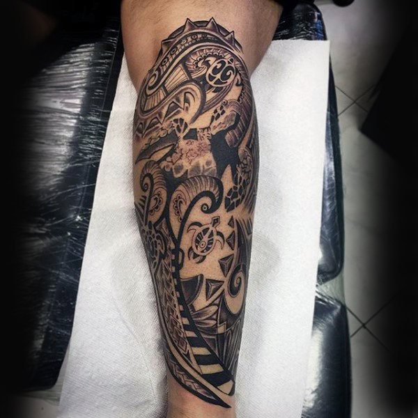 tatuaje tribal pierna para hombre 30