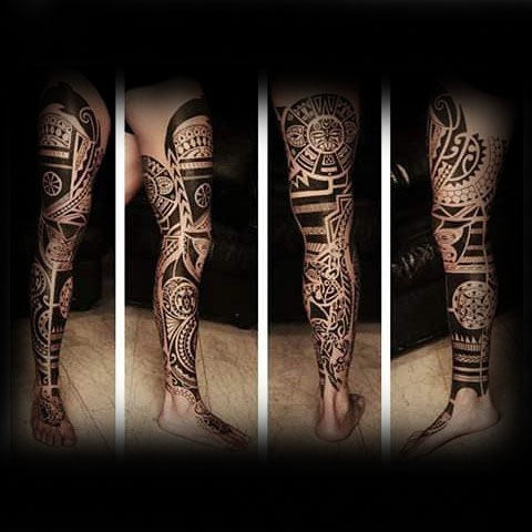 tatuaje tribal pierna para hombre 37