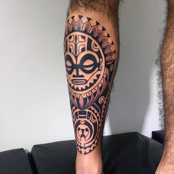 tatuaje tribal pierna para hombre 45