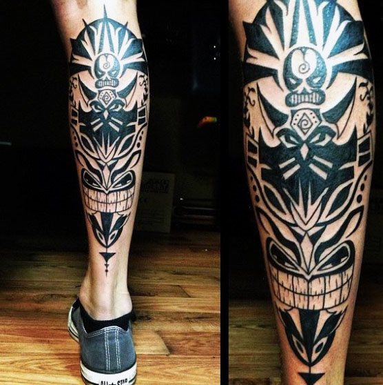 tatuaje tribal pierna para hombre 65