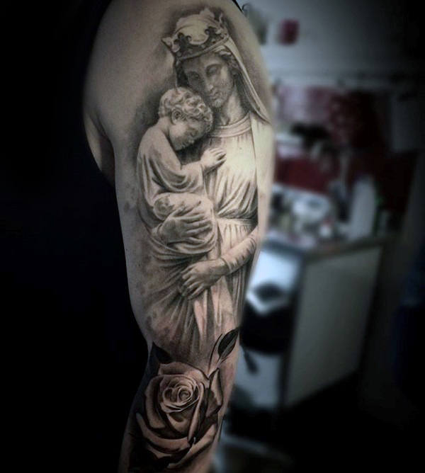 tatuaje virgen maria para hombre 24