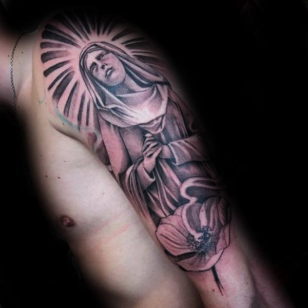 tatuaje virgen maria para hombre 33