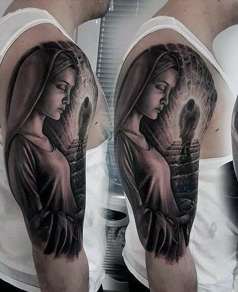 tatuaje virgen maria para hombre 39