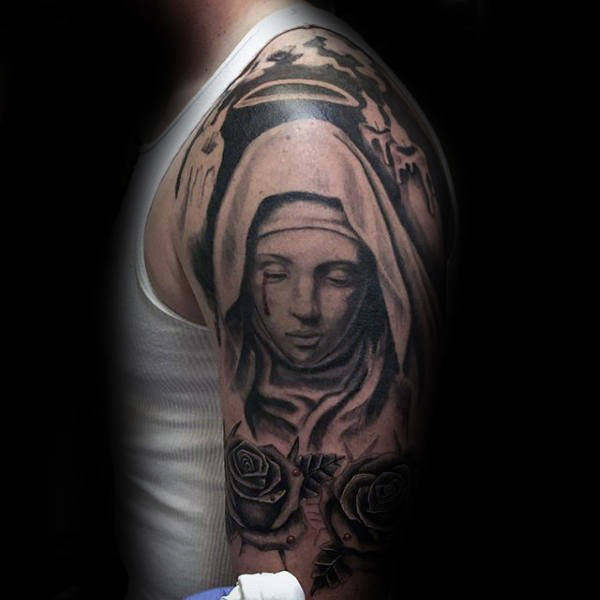 tatuaje virgen maria para hombre 44