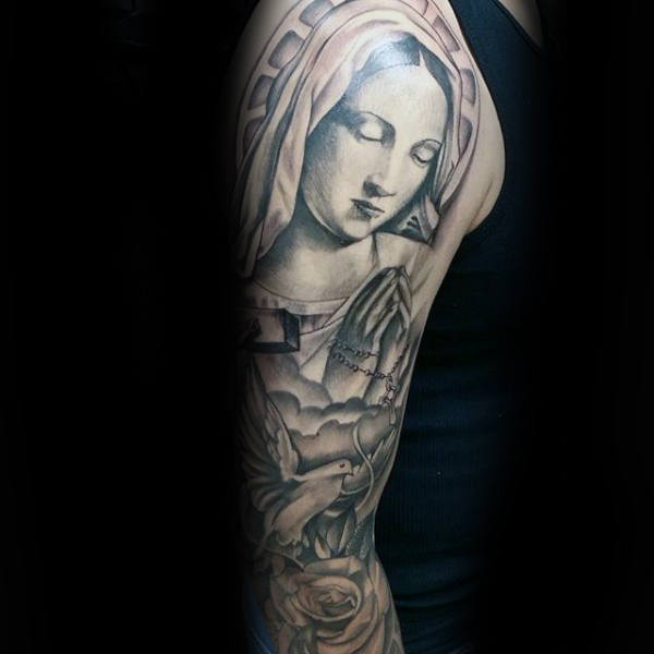 tatuaje virgen maria para hombre 48