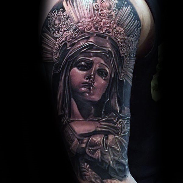 tatuaje virgen maria para hombre 78