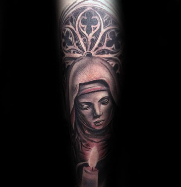 tatuaje virgen maria para hombre 80