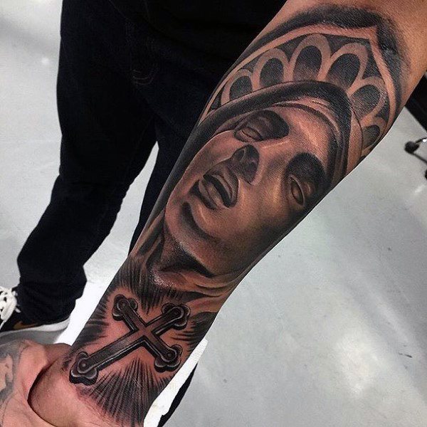 tatuaje virgen maria para hombre 90