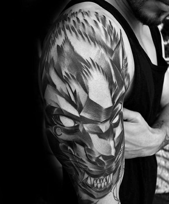 maravilloso tatuaje lobo para hombre 01