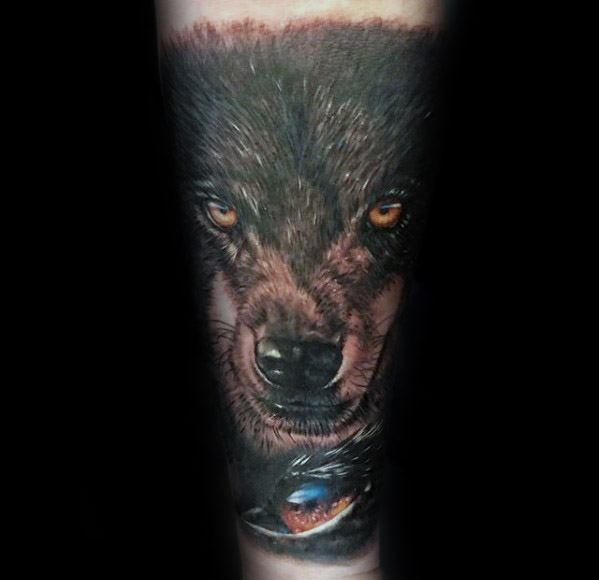 maravilloso tatuaje lobo para hombre 03
