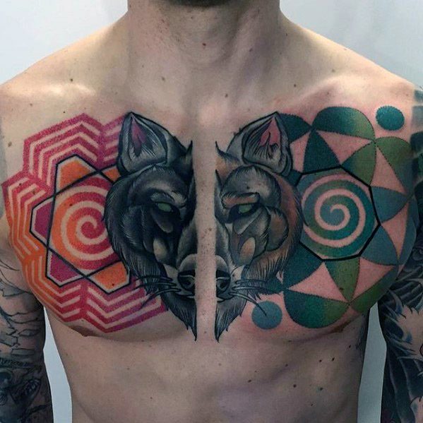 maravilloso tatuaje lobo para hombre 10