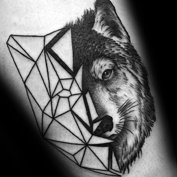 maravilloso tatuaje lobo para hombre 11