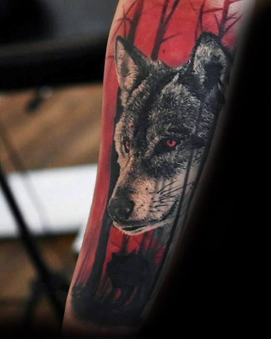 maravilloso tatuaje lobo para hombre 12