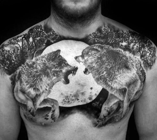 maravilloso tatuaje lobo para hombre 14
