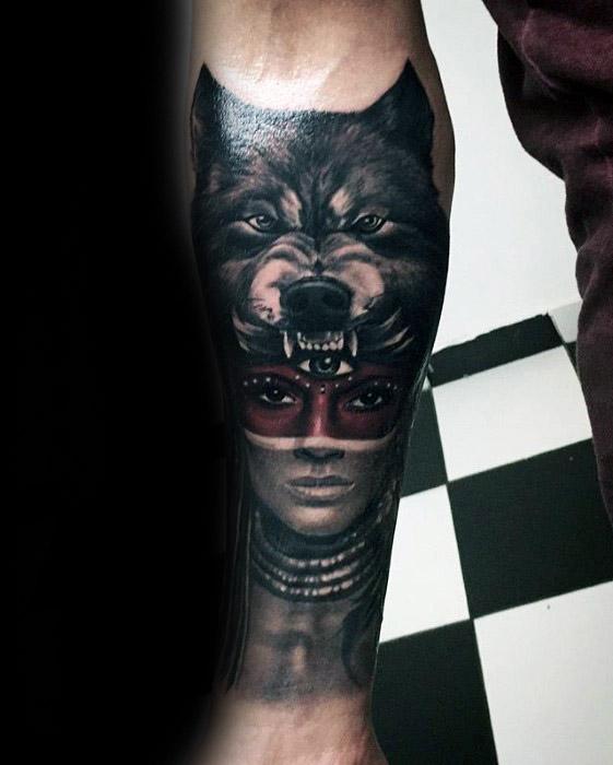 maravilloso tatuaje lobo para hombre 21