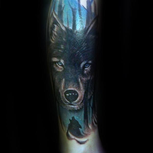 maravilloso tatuaje lobo para hombre 22