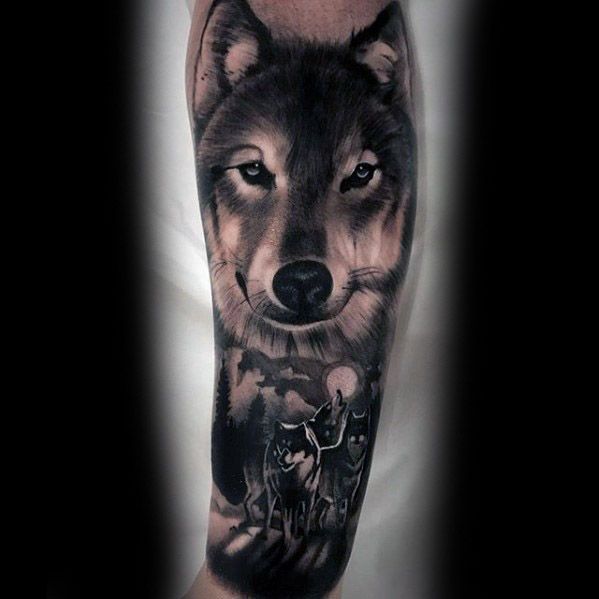 maravilloso tatuaje lobo para hombre 23