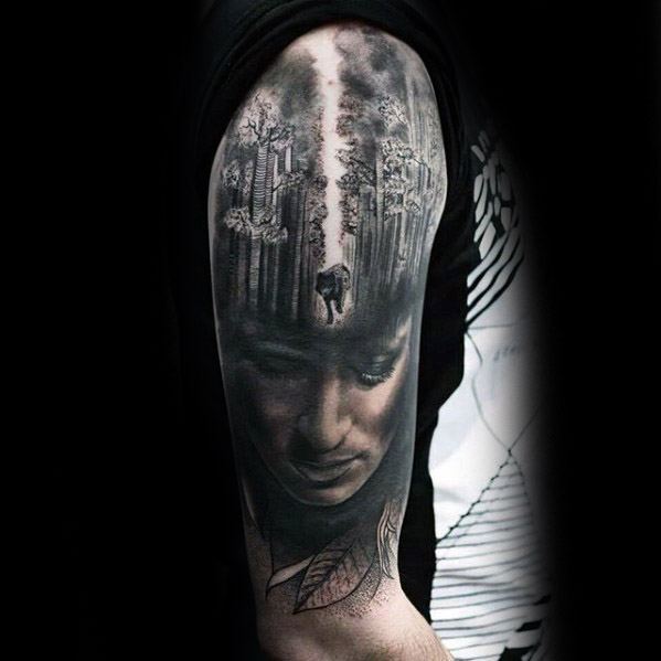 maravilloso tatuaje lobo para hombre 25