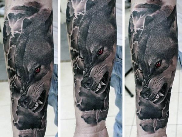 maravilloso tatuaje lobo para hombre 27