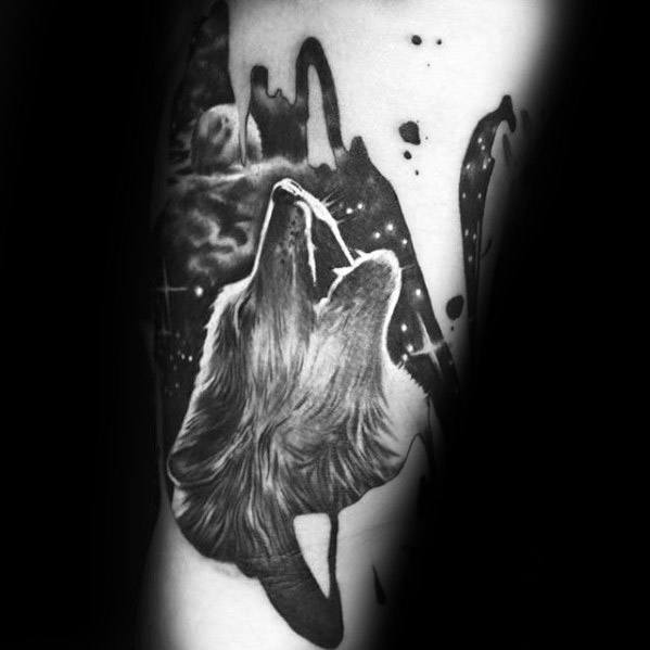 maravilloso tatuaje lobo para hombre 29