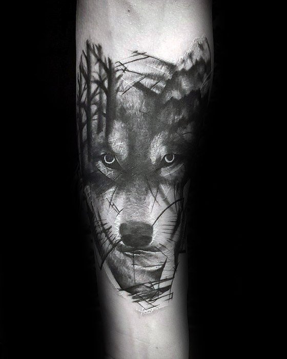 maravilloso tatuaje lobo para hombre 34