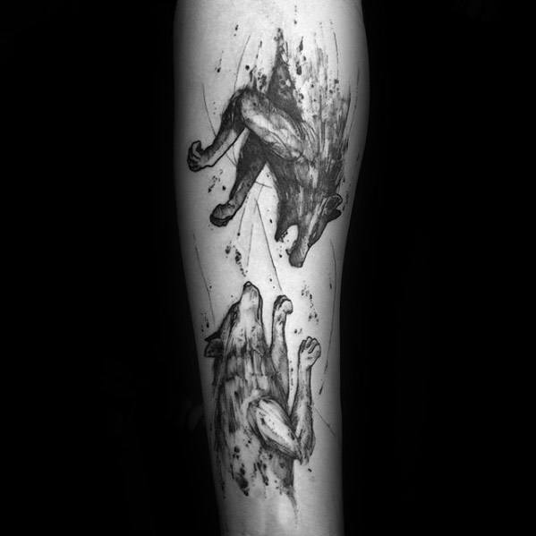 maravilloso tatuaje lobo para hombre 44