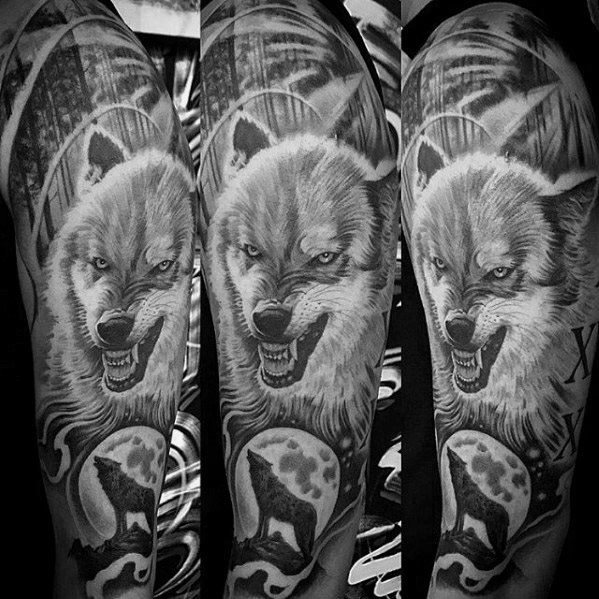 maravilloso tatuaje lobo para hombre 47